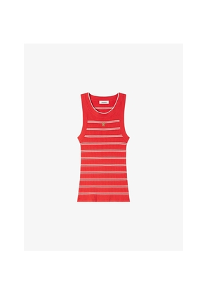 Womens Sandro Stripe-Print Knitted Vest Top