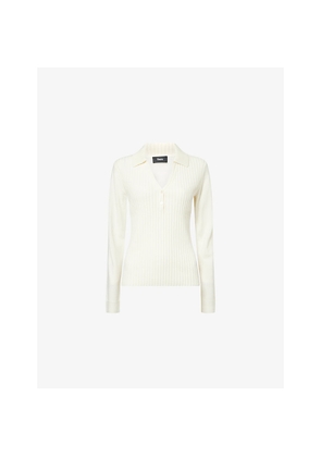 Womens Theory Polo-Collar Ribbed Wool Jumper