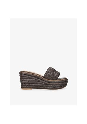 Womens Dolce Vita Throne Raffia Platform Mules