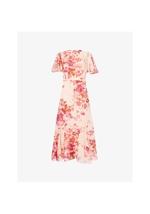 Womens Erdem Floral-Print Flared Silk Midi Dress
