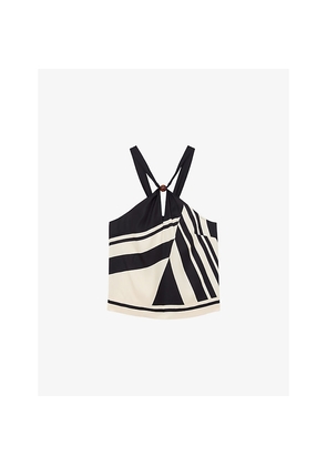 Womens Reiss Caris Tie-Back Scarf-Print Woven Top