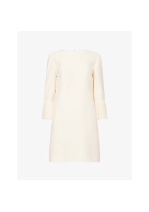 Womens Valentino Garavani Pleated-Sleeve Wool and Silk-Blend Mini Dress