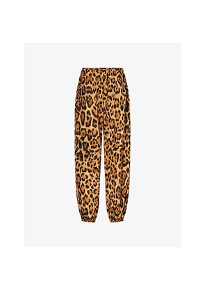 Womens Alaia Leopard-Print Balloon Nylon Trousers
