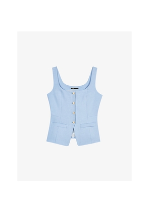 Womens Maje Tailored Square-Neck Stretch-Woven Waistcoat