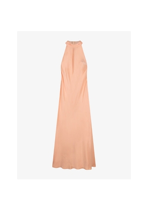 Womens Omnes Milos High-Neck Satin Maxi Dress