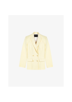 Womens Maje Brooch Double-Breasted Stretch-Woven Blazer