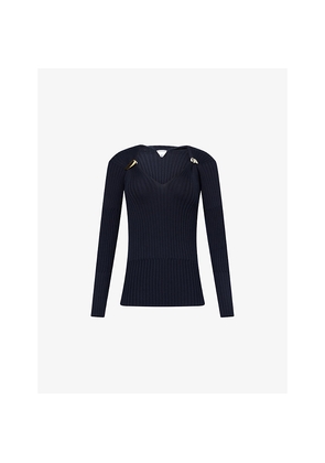 Womens Bottega Veneta V-Neck Embellished Cashmere and Silk-Blend Jumper