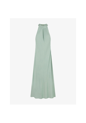 Womens Omnes Milos High-Neck Satin Maxi Dress
