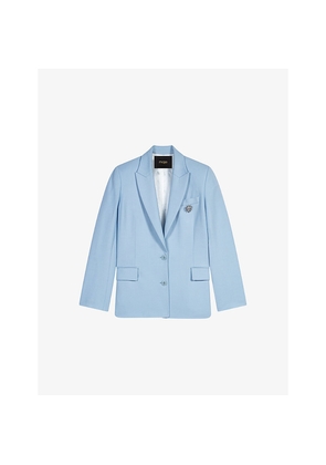 Womens Maje Brooch Double-Breasted Stretch-Woven Blazer