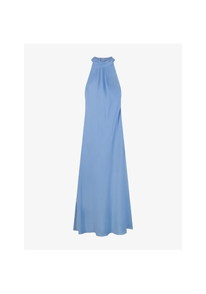 Womens Omnes Milos High-Neck Satin Maxi Dress