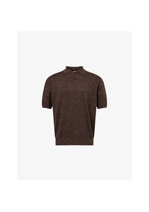 Mens The Row Borges Short-Sleeve Knitted Cashmere, Silk and Linen Polo Top