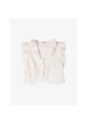 Womens Sandro Floral Cropped Lace Top