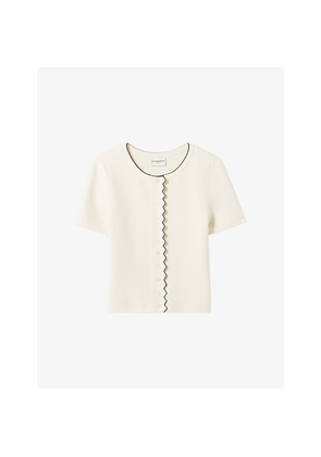 Womens Claudie Pierlot Fitted Contrast-Trim Stretch-Knit Cardigan