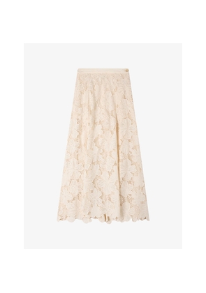 Womens Sandro Floral Lace Maxi Skirt