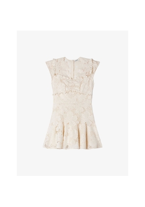Womens Sandro Floral-Pattern Lace Mini Dress