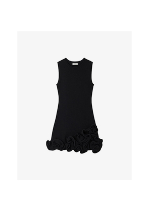 Womens Sandro Flower-Embellished Sleeveless Knitted Mini Dress