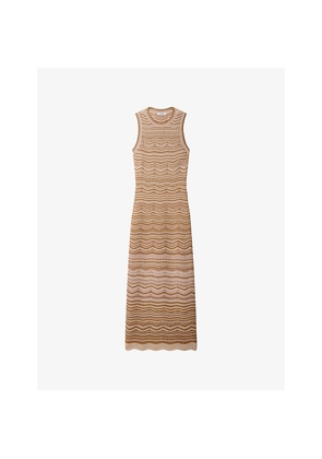 Womens Sandro Sleeveless Slim-Fit Knitted Midi Dress