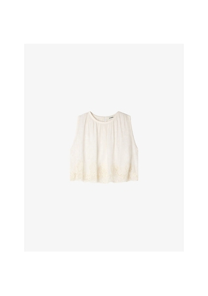 Womens Sandro Sleeveless Cropped Woven Top