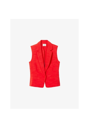 Womens Claudie Pierlot Sleeveless Lapel-Collar Woven Blazer