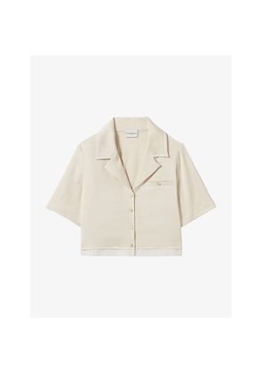 Womens Claudie Pierlot Boxy Short-Sleeve Satin Shirt
