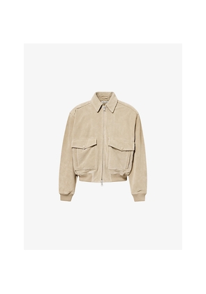 Mens Agolde Emil Collared Suede Bomber Jacket