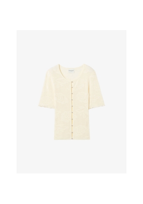 Womens Claudie Pierlot Floral-Motif Short-Sleeve Knitted Cardigan