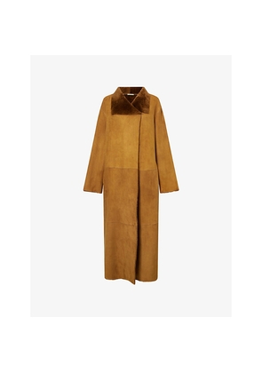 Womens Nour Hammour Birthday Shawl-Collar Shearling Coat