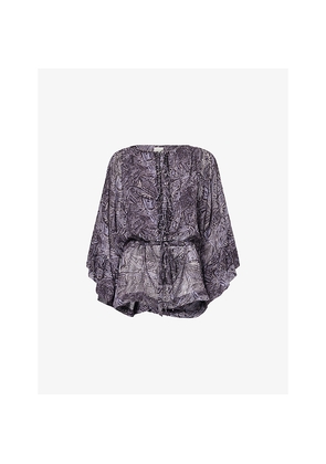 Womens Isabel Marant Tekia Printed Silk Top