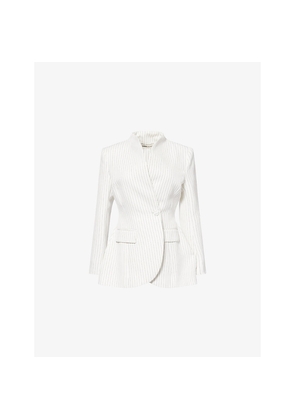 Womens Odd Muse Tailored Pinstripe Woven Blazer