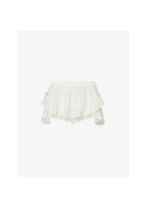 Womens Isabel Marant Neis Open-Cut Embroidered Cotton Mini Shorts