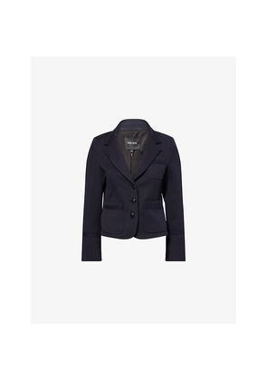 Womens Me And Em Herringbone Cropped Cotton-Blend Jacket