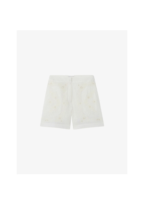 Womens Claudie Pierlot Embroidered High-Rise Cotton Shorts
