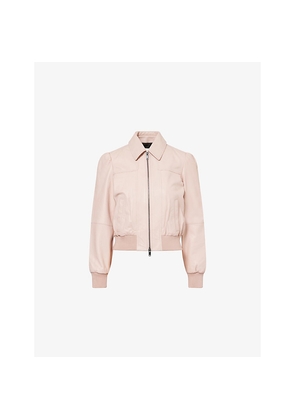 Womens Me And Em Luxe Long-Sleeve Leather Bomber Jacket