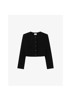 Womens Claudie Pierlot Short Round-Neck Woven Jacket
