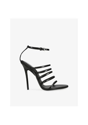 Womens Alaia Multi-Strap Patent-Leather Heeled Sandals