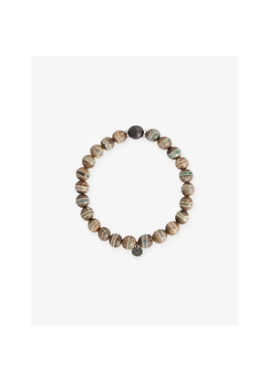 Mens Tateossian Lhasa Graffiato Black Ruthenium Plated and Green Agate Beaded Bracelet