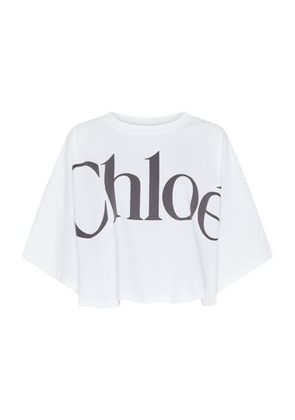 Short straight cotton t-shirt with logo