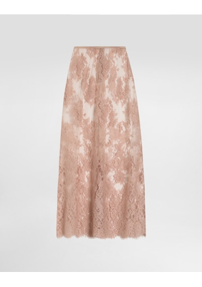Dolce & Gabbana Chantilly Lace Midi Skirt - Woman Skirts Pink 44