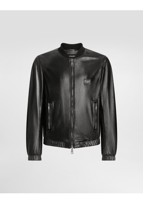 Dolce & Gabbana Leather Jacket With Branded Tag - Man Coats And Jackets Black 52