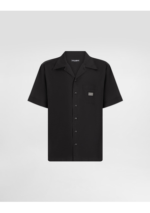 Dolce & Gabbana Cotton Hawaiian Shirt With Branded Tag - Man Shirts Black 44
