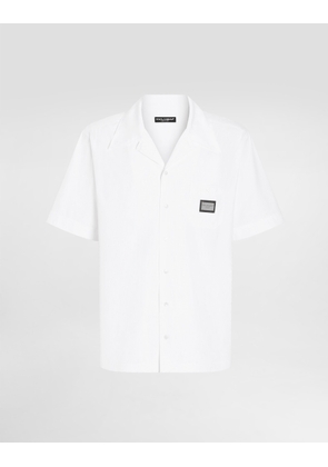 Dolce & Gabbana Cotton Hawaiian Shirt With Branded Tag - Man Shirts White 42