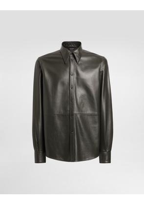 Dolce & Gabbana Nappa Leather Shirt - Man Coats And Jackets Green 50