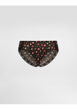 Dolce & Gabbana Small Rose-print Lace And Satin Briefs - Woman Underwear Multicolor 2