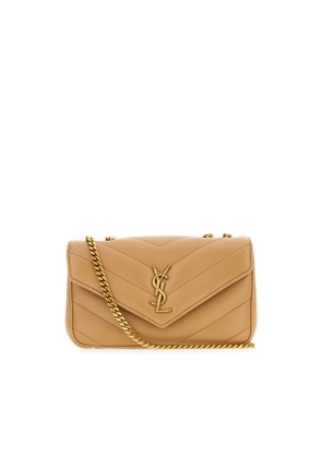 Saint Laurent Cappuccino Nappa Leather Small Loulou Shoulder Bag
