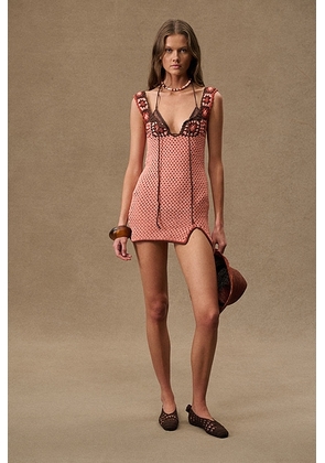 Akoia Swim for FWRD Sari Mini Dress in Pastel Peach  Brown & Rust - Rose. Size XS (also in ).