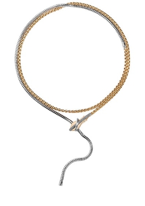 Demarson Venom Lariat Necklace in Gold  Silver  & Crystal - Metallic Gold, Metallic Silver. Size all.