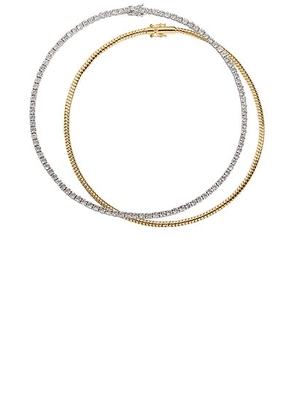 Demarson Ivy Tennis Necklace Set Of 2 in Gold  Silver  & Crystal - Metallic Gold, Metallic Silver. Size all.