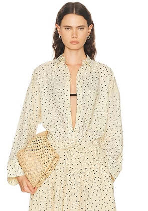 By Malene Birger Derris Voile Top in Polka Dot Print - Cream. Size 34 (also in 36, 38, 42).