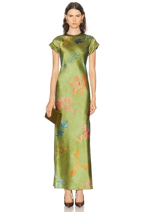 Alejandra Alonso Rojas Nausheen Dress in Green Print - Green. Size 0 (also in 2, 4).