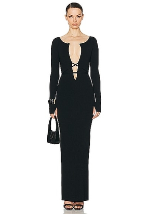 Helsa Niall Deep V Neck Dress in Black - Black. Size S (also in ).
